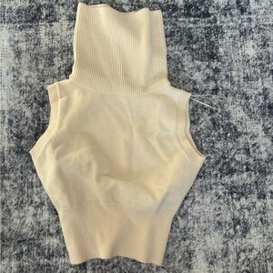 Zara Ribbed Cream Knit Top